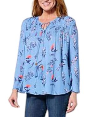 NWT Lacey Chabert Collection boho top with bell sleeves and tassels oversized S